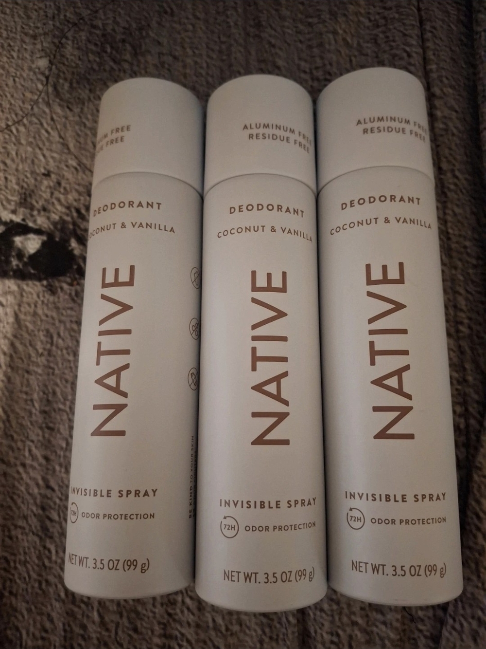 Native Coconut & Vanilla Invisible Spray Deodorant - White with Rose Gold Text
